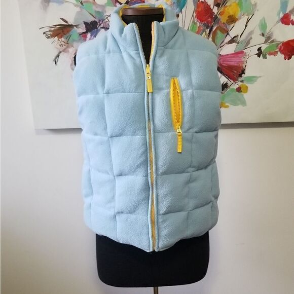 𝅺Old Navy Sleeveless Reversible Yellow and Blue Puffer Jacket - Picture 7 of 9